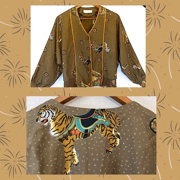 A.C. Sport Jackets & Blazers - Vintage 80’s A.C. Sport tiger print blouson button down jacket